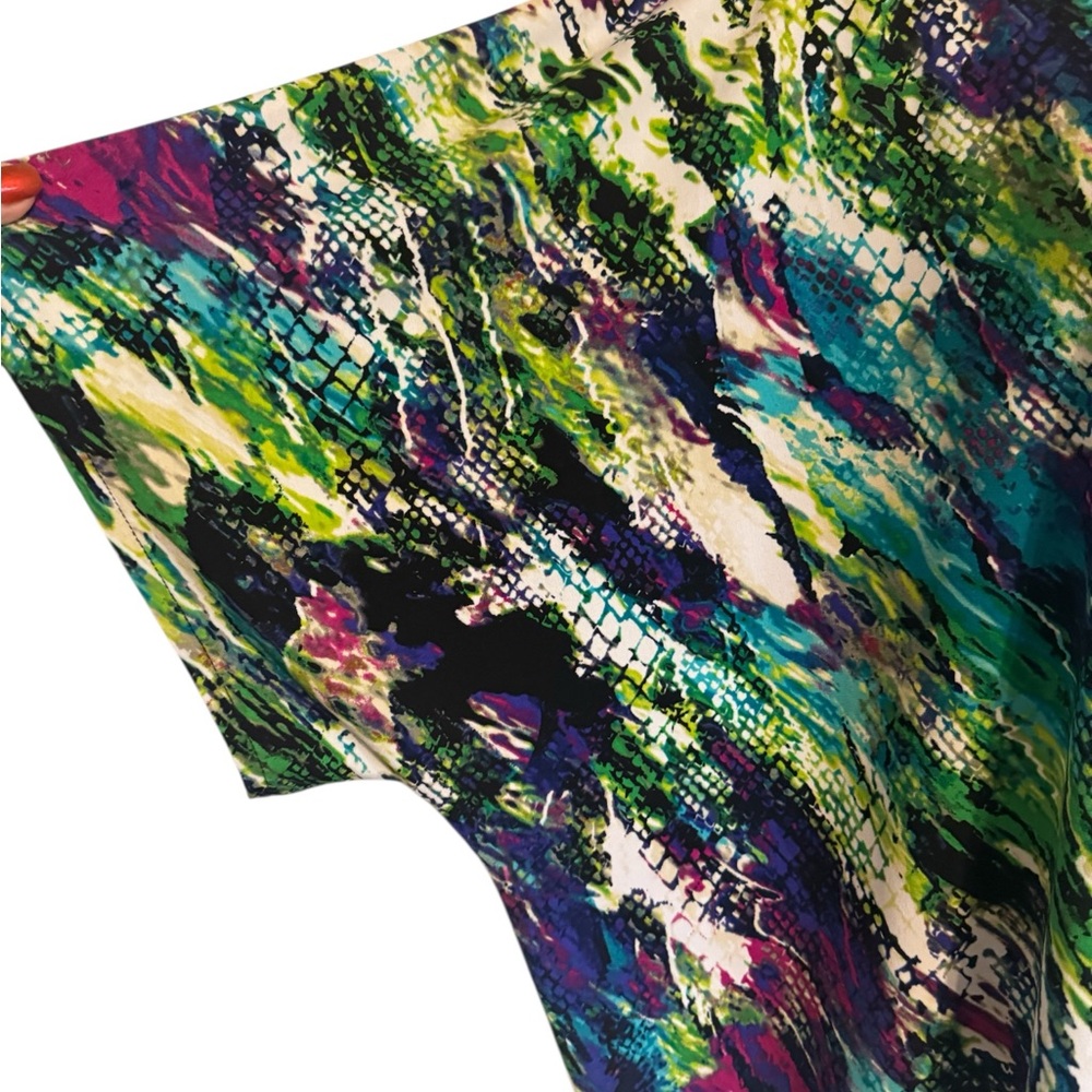 Rafaella Multicolor Abstract Print Tie-Hem Top XLARGE #F - Picture 3 of 7